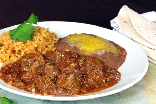 Carne Guisada, Rice & Beans